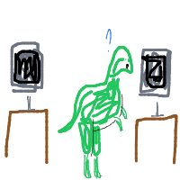 dinosaur in modern office drawing by lenguyenngankhanh in Artbitrator