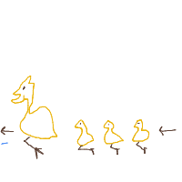 duck leading ducklings drawing by snailfox in Artbitrator