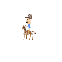 cowboy on tiny horse drawing by authenticate in Artbitrator