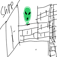 alien at grocery store drawing by roach in Artbitrator