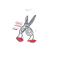 pair of scissors running drawing by Lisa in Artbitrator
