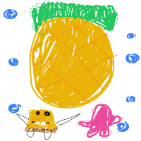 spongebob and patrick next to a pineapple house drawing by player-xajlcj28d in Artbitrator