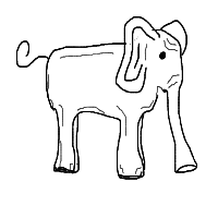 elephant with a hat drawing by synthesis in Artbitrator