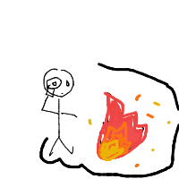 caveman discovering fire drawing by hallytian in Artbitrator