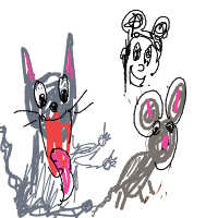 cat chasing mouse drawing by _sasha in Artbitrator