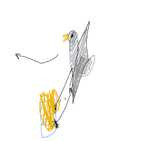 seagull stealing chips drawing by miraw in Artbitrator