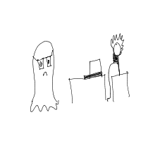 ghost at job interview drawing by yashvi in Artbitrator