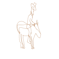 cowboy on tiny horse drawing by lelematarile in Artbitrator
