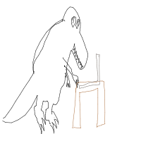 dinosaur in modern office drawing by lelematarile in Artbitrator