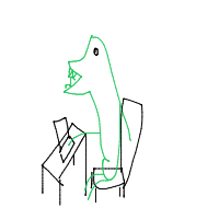 dinosaur in modern office drawing by peachelody in Artbitrator