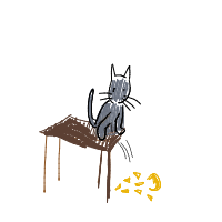 cat knocking things off table drawing by lauralu in Artbitrator