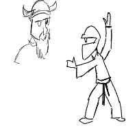 ninja vs viking drawing by lauralu in Artbitrator