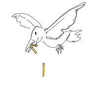 seagull stealing chips drawing by laura in Artbitrator