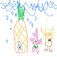 spongebob and patrick next to a pineapple house drawing by player-60ov78wah in Artbitrator