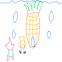 spongebob and patrick next to a pineapple house drawing by player-lbzc6smro in Artbitrator