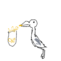seagull stealing chips drawing by aaaseas in Artbitrator