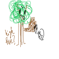 tree giving high five drawing by justdraw in Artbitrator
