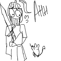 knight afraid of mouse drawing by justdraw in Artbitrator