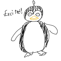 excited penguin drawing by curiousgeorge in Artbitrator