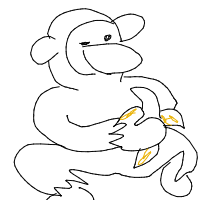 monkey with banana drawing by davinci in Artbitrator