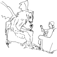 dragon in therapy drawing by eternaltink in Artbitrator
