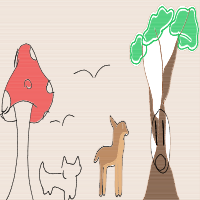 a tree with a face, animals, and glowing mushrooms drawing by player-y7443jb7m in Artbitrator