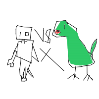 robot vs dinosaur drawing by player-lreog1b93 in Artbitrator