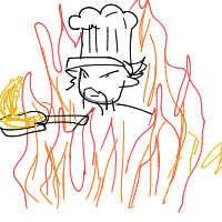 chef on fire drawing by stew in Artbitrator
