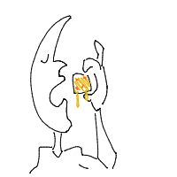 moon eating cheese drawing by lumenivialivia in Artbitrator