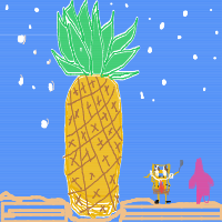 spongebob and patrick next to a pineapple house drawing by player-ybt8njjoj in Artbitrator