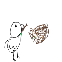 bird building nest drawing by princess in Artbitrator