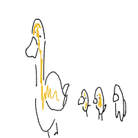 duck leading ducklings drawing by potentialman in Artbitrator