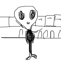 alien at grocery store drawing by teaki in Artbitrator