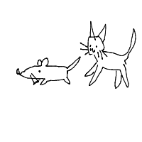 cat chasing mouse drawing by missviv in Artbitrator