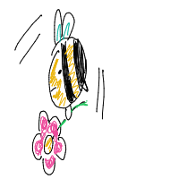 bee carrying flower drawing by chairfryer in Artbitrator