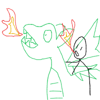 a dragon and rider breathing fire drawing by player-ph3dvp7wu in Artbitrator
