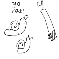 snail racing drawing by ravenohio in Artbitrator