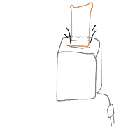 bread in toaster ejecting drawing by beebew in Artbitrator