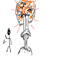 walking away from explosion drawing by terry in Artbitrator