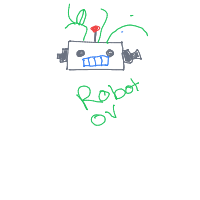 a robot overgrown with plants drawing by Annabelle in Artbitrator