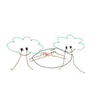 tree giving high five drawing by fml2026 in Artbitrator