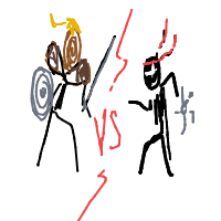 ninja vs viking drawing by butterpuppyz in Artbitrator