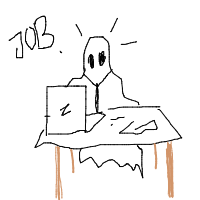 ghost at job interview drawing by paraboy_nvr_dies in Artbitrator