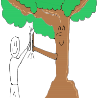 tree giving high five drawing by kroket in Artbitrator