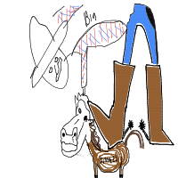 cowboy on tiny horse drawing by kroket in Artbitrator