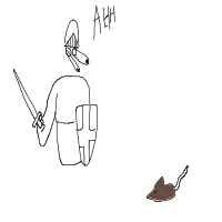 knight afraid of mouse drawing by kroket in Artbitrator