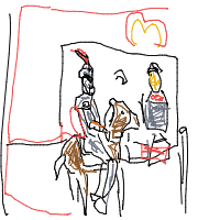medieval knight at drive-thru drawing by saro in Artbitrator