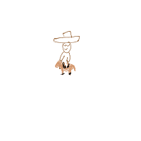 cowboy on tiny horse drawing by cabbages in Artbitrator