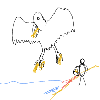 seagull stealing chips drawing by cabbages in Artbitrator