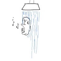 singing in shower drawing by kroket in Artbitrator